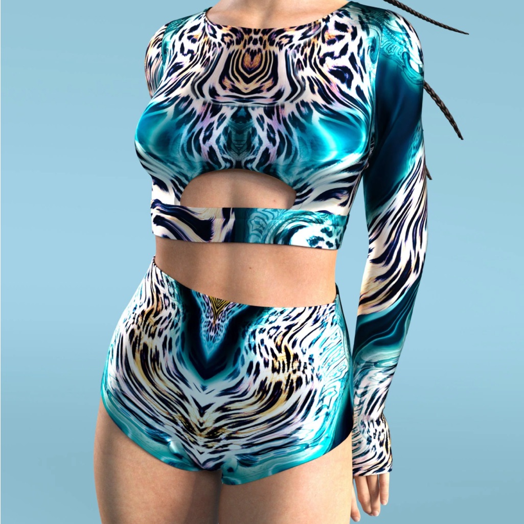 Candy Catz Sea Tiger Long Belt Top Size Medium Nwot
